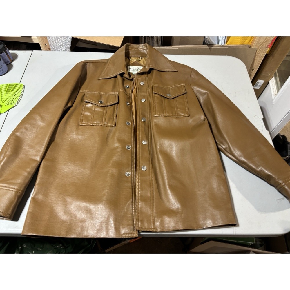 Vintage Pacific Trail Faux Leather Snap Button Jacket Size Medium
